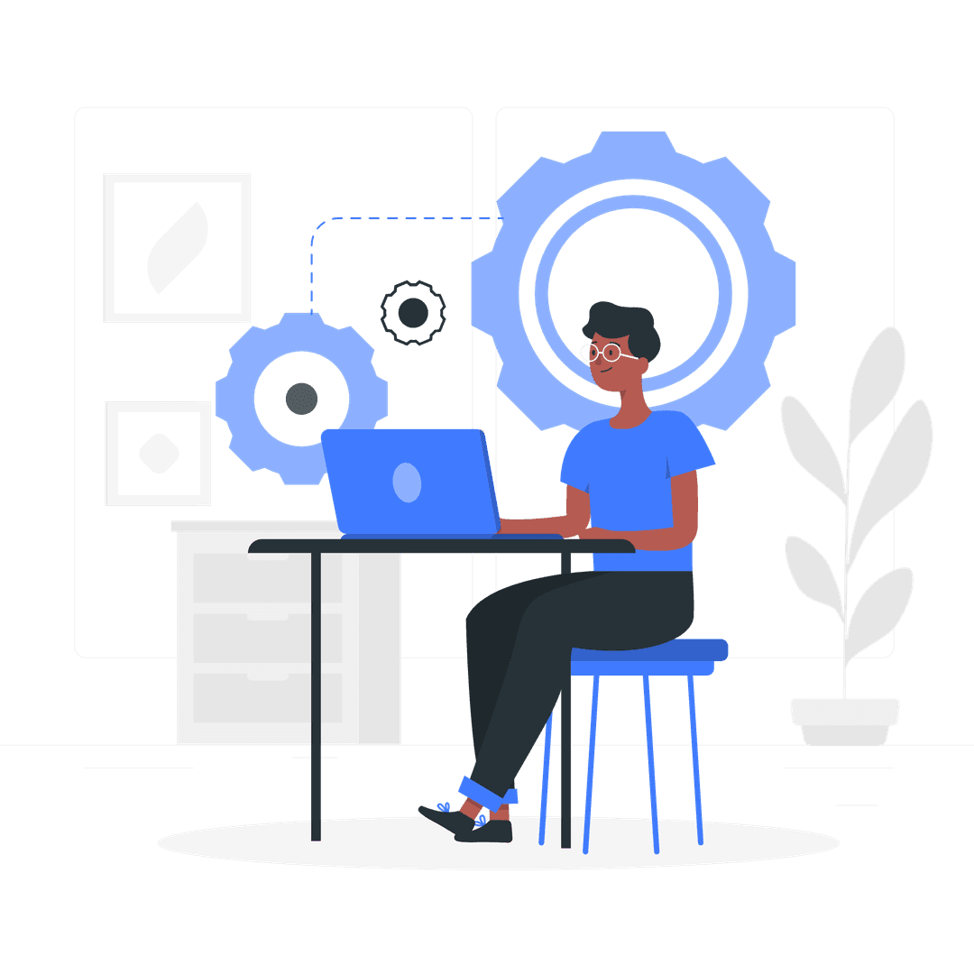 Working at desk